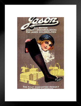 Jason Hosiery Socks British Vintage Illustration Art Deco Vintage French Wall Art Nouveau 1920 French Advertising Vintage Poster Prints Art Nouveau Decor Matted Framed Wall Decor Art Print 20x26