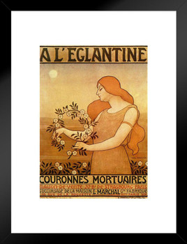 L Eglantine Funeral Wreath Rose Vintage Illustration Art Deco Vintage French Wall Art Nouveau 1920 French Advertising Vintage Poster Prints Art Nouveau Decor Matted Framed Wall Decor Art Print 20x26