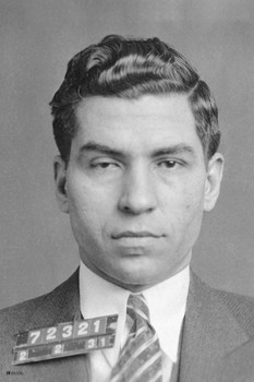 Laminated Lucky Luciano Mug Shot Old School Gangster Famous Mugshot Mafia Mobster Portrait Godfather Mob Boss Vintage Black and White Pictures Poster Dry Erase Sign 24x36