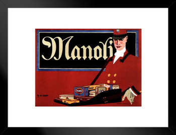 Manoli Cigarettes German Vintage Illustration Art Deco Vintage French Wall Art Nouveau French Advertising Vintage Poster Prints Art Nouveau Decor Matted Framed Wall Decor Art Print 20x26