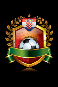 Croatia Soccer Icon with Laurel Wreath Sports Cool Wall Decor Art Print Poster 24x36