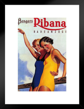 Ribana Badeanzuge Swimwear Vintage Illustration Travel Art Deco Vintage French Wall Art Nouveau French Advertising Vintage Poster Prints Art Nouveau Decor Matted Framed Wall Decor Art Print 20x26