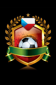 Czech Republic Soccer Icon with Laurel Wreath Sports Cool Wall Decor Art Print Poster 24x36