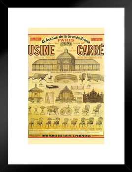 Usine Carre Shopping Paris Vintage Illustration Travel Art Deco Vintage French Wall Art Nouveau French Advertising Vintage Poster Prints Art Nouveau Decor Matted Framed Wall Decor Art Print 20x26