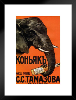 Russian Cognac Elephant Vintage Illustration Art Deco Liquor Vintage French Wall Art Nouveau Booze Poster Print French Advertising Vintage Art Prints Matted Framed Wall Decor Art Print 20x26