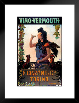 Vino Vermouth F Cinzano Vintage Illustration Art Deco Liquor Vintage French Wall Art Nouveau Booze Poster Print French Advertising Matted Framed Wall Decor Art Print 20x26