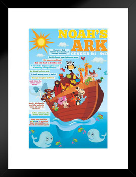 Noahs Ark Genesis Nursery Animals Inspirational Quote Kids Room Decoration Matted Framed Wall Decor Art Print 20x26