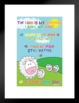 Lord Shepherd Inspirational Quote Kids Room Decoration Baby Lamb Sheep Matted Framed Wall Decor Art Print 20x26