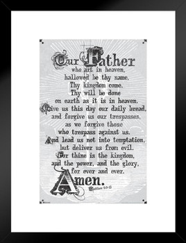 Lords Prayer Our Father Who Art In Heaven Religious Decoration Inspirational Quote Matted Framed Art Wall Decor 20x26