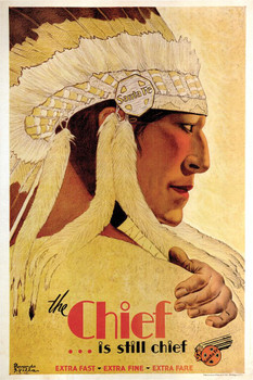 Santa Fe Railroad Chief is still Chief Train Vintage Travel Cool Wall Decor Art Print Poster 16x24