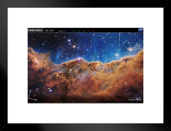 NASA Space Webb Telescope Photo Carina Nebula Stars Galaxy Matted Framed Art Wall Decor 26x20