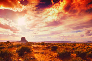 Laminated Monument Valley National Park Arizona Sunset Landscape Photo Poster Dry Erase Sign 12x18