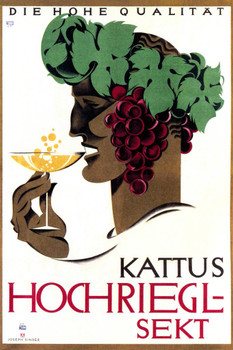 Laminated Kattus Hochriegl Sekt Vintage Illustration Art Deco Liquor Vintage French Wall Art Nouveau Booze Poster Print French Advertising Vintage Art Prints Poster Dry Erase Sign 12x18