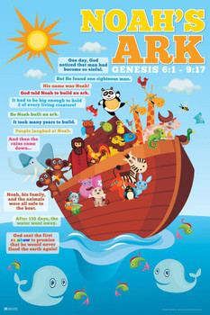 Laminated Noahs Ark Genesis Nursery Animals Inspirational Quote Kids Room Decoration Poster Dry Erase Sign 12x18