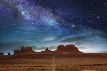 Laminated Monument Valley Buttes Starry Sky Landscape Photo Poster Dry Erase Sign 16x24