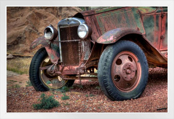 Chevrolet Relick Abandoned Automobile Photo Photograph White Wood Framed Poster 20x14