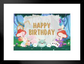 Alice in Onederland Theme Banner Birthday Party Girl Kid Decoration Gift Supplies Sign Backdrop Background Photo Photography Picture Wonderland Wonder Land One Matted Framed Wall Decor Art Print 20x26