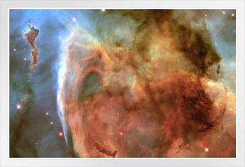 Hubble Telescope Light And Shadow In The Carina Nebula White Wood Framed Poster 20x14