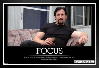 Trailer Park Boys Motivational Focus Parody Demotivational Julian On Couch Sell Drugs TPB Funny TV Show Black Wood Framed Poster 14x20