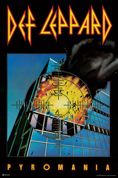 Laminated Def Leppard Pyromania Album Cover Heavy Metal Music Merchandise Retro Vintage 80s Aesthetic Rock Band Poster Dry Erase Wall Art 24x36