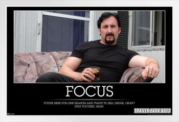 Trailer Park Boys Motivational Focus Parody Demotivational Julian On Couch Sell Drugs TPB Funny TV Show White Wood Framed Poster 14x20