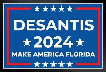 Elect Ron DeSantis GOP President 2024 Sign Placard Vote Florida Governor Black Wood Framed Art Poster 14x20