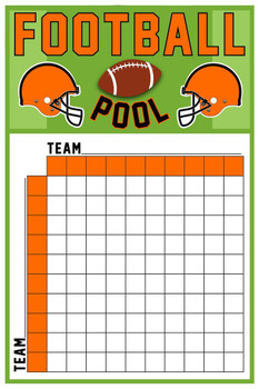 Laminated Orange Football Squares Board 100 Party Decorations 2023 Pool Board Blocks Supplies Super Large Boxes Betting Game Bowl Score Themed Decor Poster Dry Erase Sign 24x36