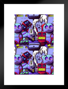 Robot Poster Photo Cartoon Illustration Photography Picture Office Room Home Decor Decorations Modern Aesthetic Doodle Drawing Alient Purple Violet Cute Matted Framed Wall Decor Art Print 20x26