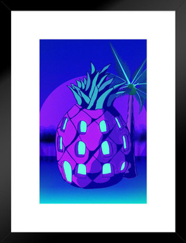 Pineapple Poster Cartoon Illustration Photo Photography Picture Office Room Home Decor Decorations Modern Aesthetic Purple Violet  Surreal Neon Artistic Matted Framed Wall Decor Art Print 20x26