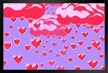 Heart Poster Photo Photography Picture Office Room Home Decor Decorations Modern Aesthetic Hearts Love Clouds Cartoon Animated Pink Red Purple Black Wood Framed Poster 14x20