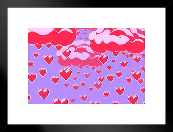 Heart Poster Photo Photography Picture Office Room Home Decor Decorations Modern Aesthetic Hearts Love Clouds Cartoon Animated Pink Red Purple Matted Framed Wall Decor Art Print 20x26