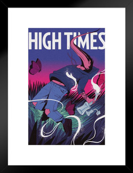 High Times Magazine Poster Weed Marijuana Accessories Hippie Stuff Cannabis Trippy Room Signs Hippy Art Mind Melt Comic Style Stoner Smoking Bedroom Basement Matted Framed Art Wall Decor 20x26