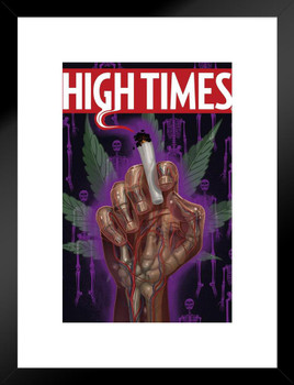 High Times Magazine Poster Weed Marijuana Accessories Hippie Stuff Cannabis Trippy Room Signs Skeleton Hippy Wall Art Stoner Smoking Bedroom or Basement Matted Framed Art Wall Decor 20x26