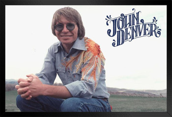 John Denver Posters Wall Art Music Aesthetic Room Decor Living Room Office Coffee Bar Retro Vintage Grunge Home Bar Country Music Lover Musician Classic Photo Black Wood Framed Art Poster 14x20