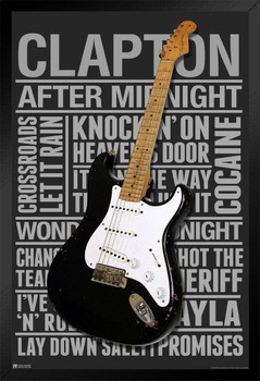 Eric Clapton Songs with Iconic Guitar Wall Art Poster for Home Decor Office Living Room Retro Vintage Music 80s Rock Wall Hanging Art Gift for Music Lovers Black Wood Framed Art Poster 14x20