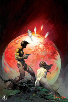 Laminated Frank Frazetta Red Planet Mars Science Fiction Fantasy Artwork Classic Retro Vintage SciFi Artist Comic Book Cover 1970s Poster Dry Erase Wall Art 24x36