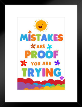 Growth Mindset Mistakes Poster For Classroom Decoration Motivational Class Rules Rainbow Decor Theme Matted Framed Art Wall Decor 20x26