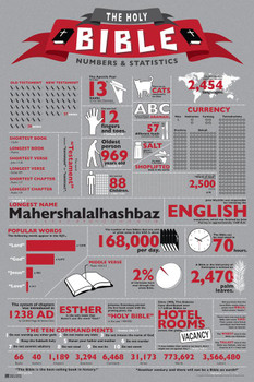 Laminated The Holy Bible Numbers and Statistics Biblical Infographic Christian Learning Catholic Sunday School Classroom Educational Religion Religious Facts Spiritual Poster Dry Erase Sign 16x24
