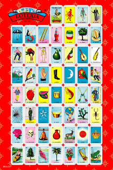 La Loteria Cards Chart Collage Mexican Bingo Lottery Day Of Dead Dia Los Muertos Decorations Mexico Game Party Backdrop Hispanic Espanol Spanish Native Sign Cool Wall Decor Art Print Poster 16x24