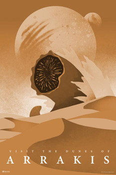 Laminated Visit Arrakis Dune Fantasy Travel Poster Sandworm Planet Official Merchandise 2021 Movie Merch Denis Villeneuve Film Frank Herbert Book Series Poster Dry Erase Sign 16x24
