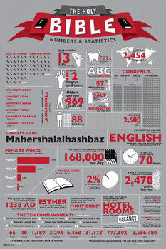 Laminated The Holy Bible Numbers and Statistics Biblical Infographic Christian Learning Catholic Sunday School Classroom Educational Religion Religious Facts Spiritual Poster Dry Erase Wall Art 24x36