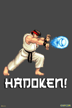 Street Fighter 2 Ryu Hadoken Retro Vintage Art CAPCOM Video Game Merchandise Gamer Classic Fighting Thick Paper Sign Print Picture 8x12