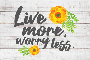 Live More Worry Less Farmhouse Decor Rustic Inspirational Motivational Quote Kitchen Living Room Cool Wall Decor Art Print Poster 24x36