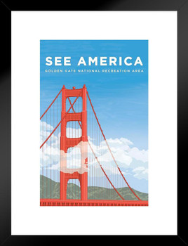 Golden Gate National Recreation Area by David Hays Golden Gate Bridge San Francisco Creative Action Network See America National Parks Travel Retro Vintage Style Matted Framed Art Wall Decor 20x26