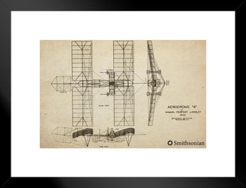 Smithsonian Aerodrome Wall Art Plane Airplane Vintage Decor Home Office Man Cave Aeronautical Engineering Paper Aviation Photo Print Great Pilot Gifts Matted Framed Wall Decor Art Print 20x26