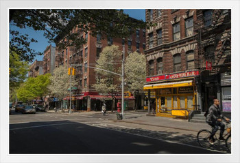 Street Scene in Greenwich Village New York City Photo Photograph White Wood Framed Poster 20x14