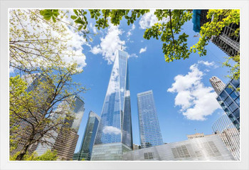 One World Trade Center in Spring New York City Photo Photograph White Wood Framed Poster 20x14