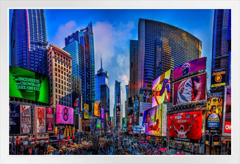 Times Square South by Chris Lord Photo Photograph White Wood Framed Poster 14x20