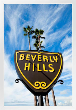 Beverly Hills California Coat of Arms Sign Photo Photograph White Wood Framed Poster 14x20