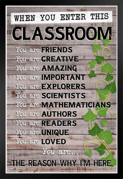 When You Enter This Classroom Sign Educational Rules School Farmhouse Classroom Decor Black Wood Framed Poster 14x20